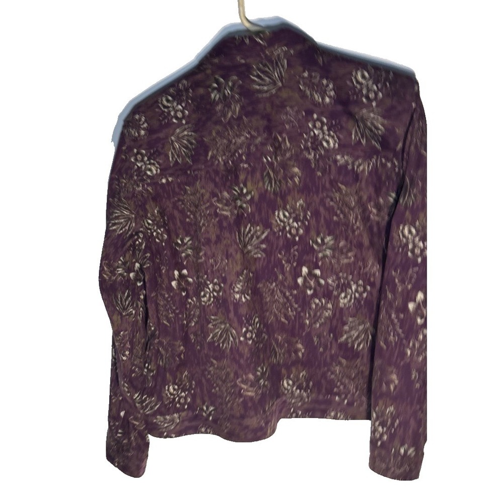 Cj Banks Stretch Button Up Shirt Jacket Floral Base color Purple Long Sleeve XL - Picture 7 of 9